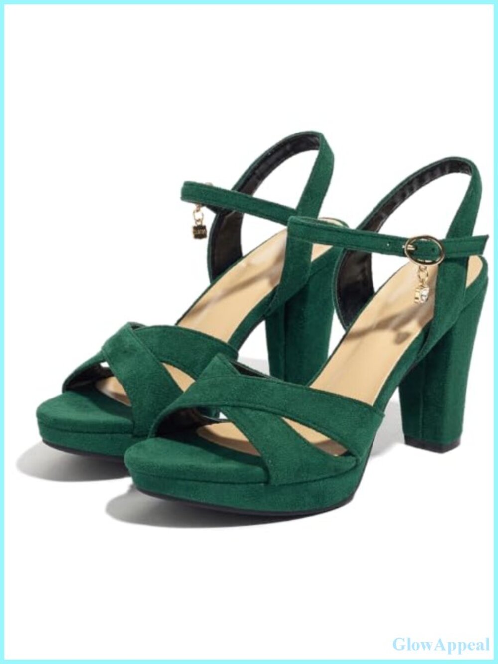 Block Heeled Platform Sandals Faux Leather Ankle Strap Dress Party